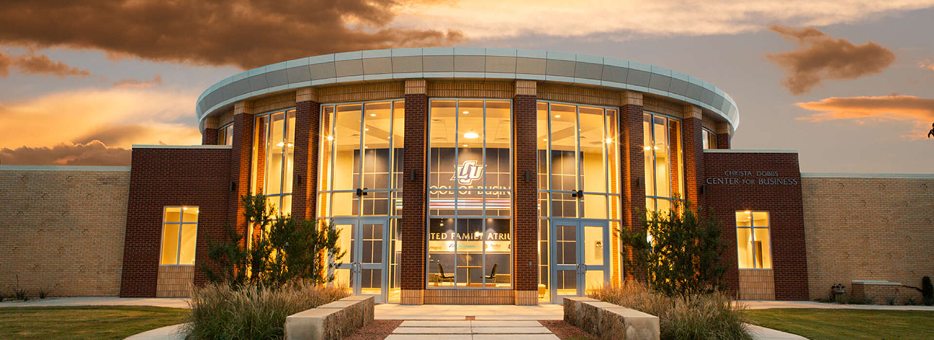 LCU School of Business at sunset