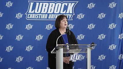 Dr. LaNell Harrison speaking at press conference