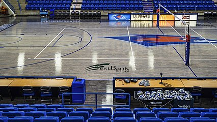 FirstBank & Trust logo on new Rip Griffin Center floor