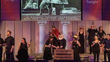 Stage at LCU's summer musical with alumni and students