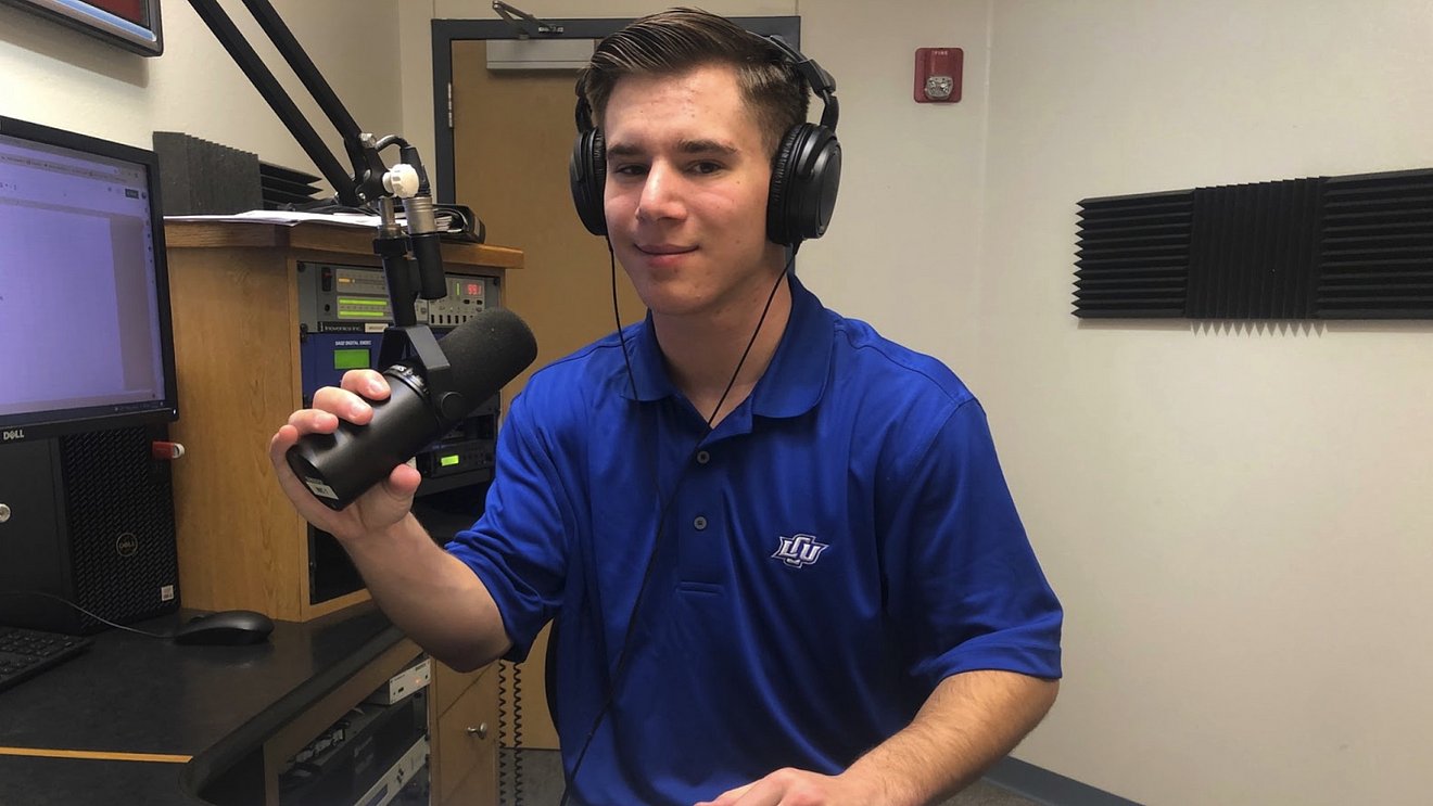 Brennan Riker in Chap Radio booth