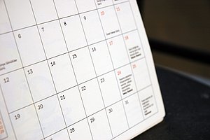 A calendar open to show solely the dates of the month