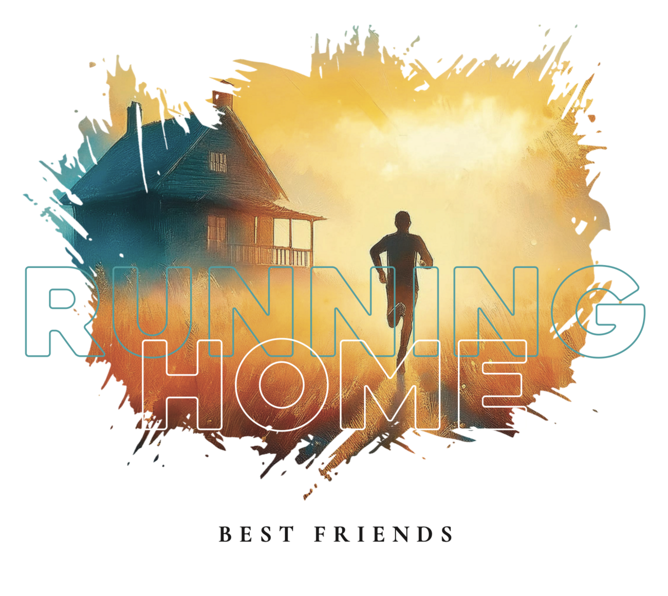 Album cover art of a figure running with the words "Running Home"