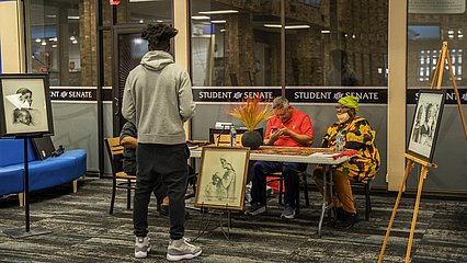 LCU Student views Caviel exhibit hosted as a part of Black History Month at LCU