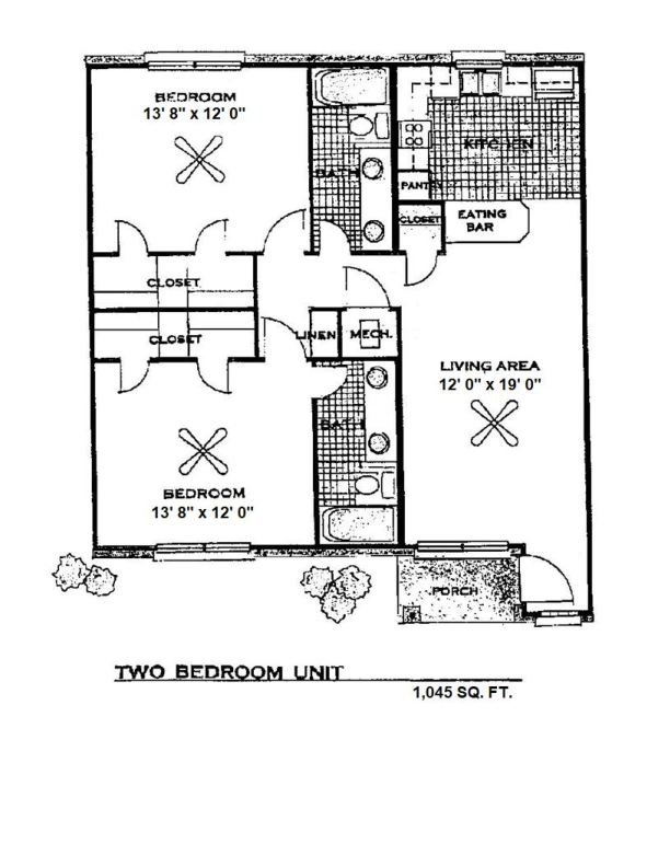 Two-bedroom apartment floorplan