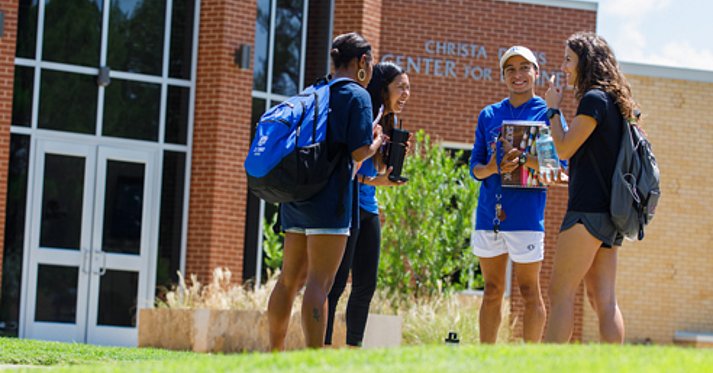 Students talking on campus