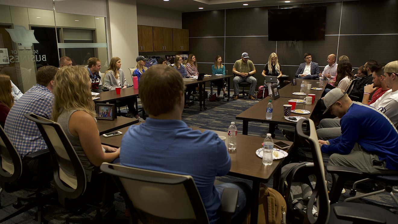 Dean Matt Bumstead meeting with Faith and Business class