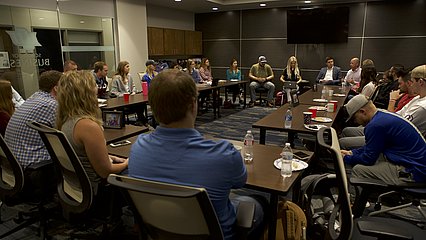 Dean Matt Bumstead meeting with Faith and Business class