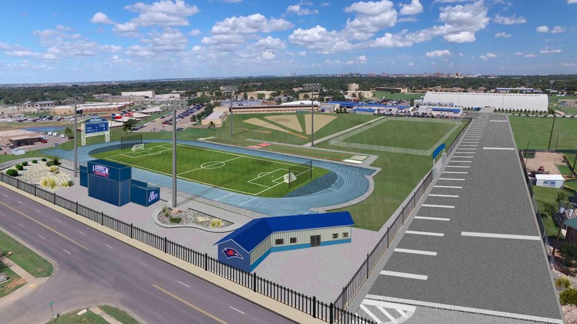 rendered image of sports complex
