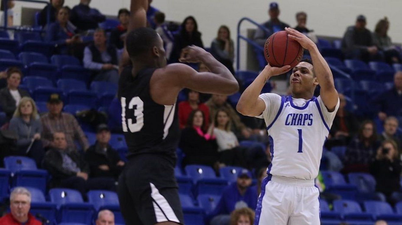 chaps basketball player shooting ball