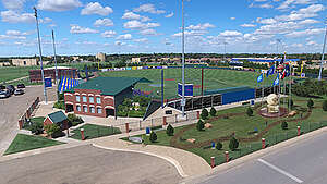 View of a rendering from above with additions to hays field including a play area