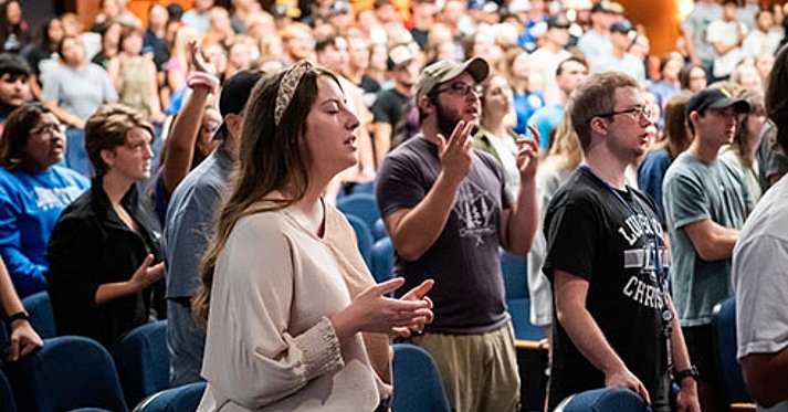 LCU students worshiping