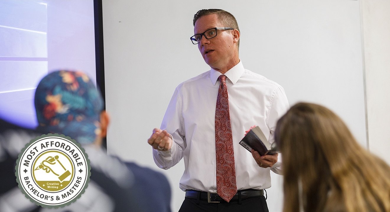 Dr. Hawley teaching creative writing students