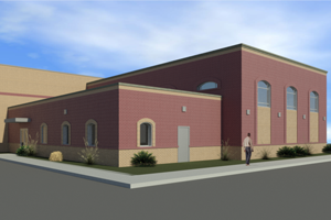 Rendering of the new music building attached to the north side of the McDonald Moody Auditorium