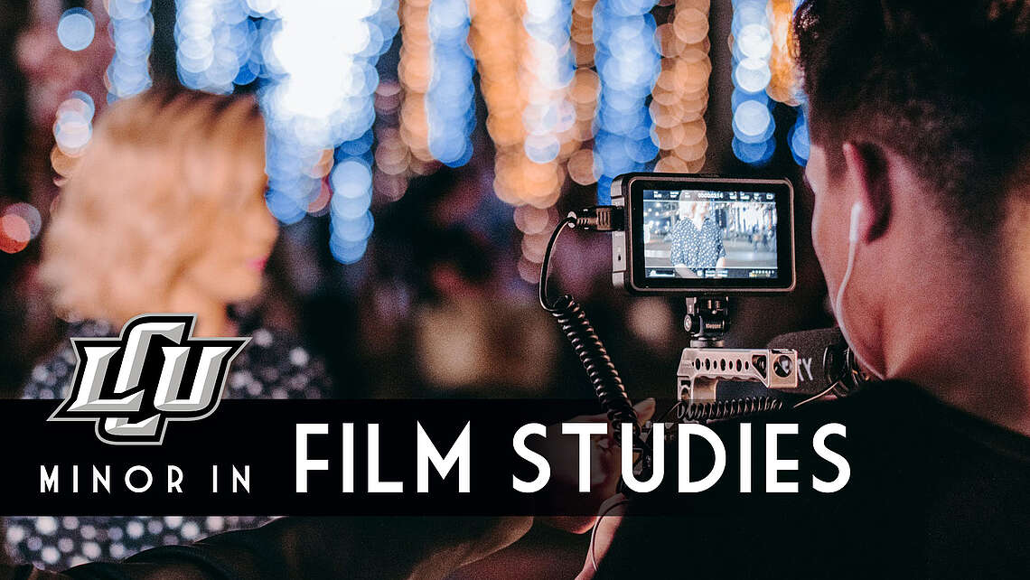 LCU minor in film studies, student videographer records a female student in the background
