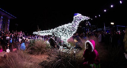 Lighting of the LCU bronze chap statue for Big Blue Christmas