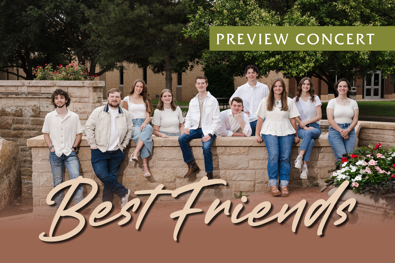 Photograph of Best Friends singing group outside with the word "Best Friends Preview Concert"