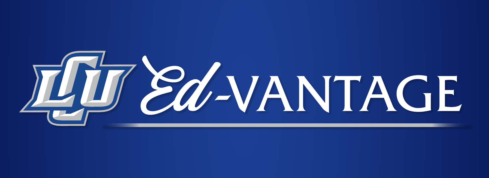 Blue Graphic with the LCU Ed-Vantage logo