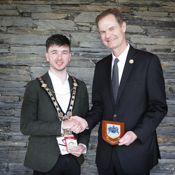 Dr. Phillip Camp with Councillor Sean Bateson in Coleraine, Ireland