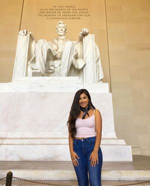 Rita in front of the Lincoln Memorial in Washington, D.C.